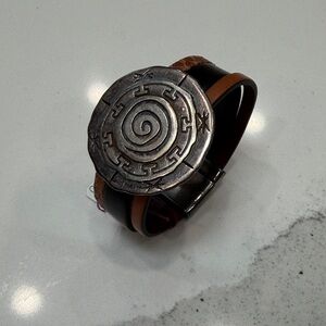 Silver and Brown Leather Women’s bracelet